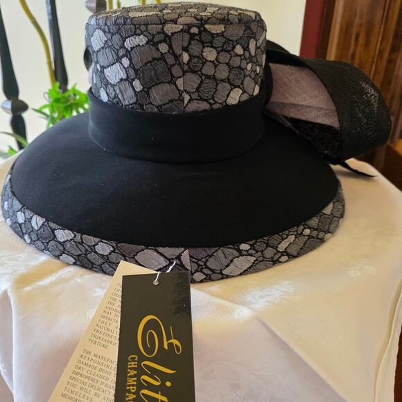 NWT Elite Champagne black grey‎ pebble hat and purse set main image 7